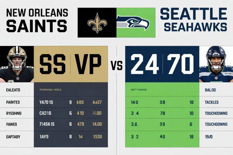 New Orleans Saints vs Seahawks Match Player Stats