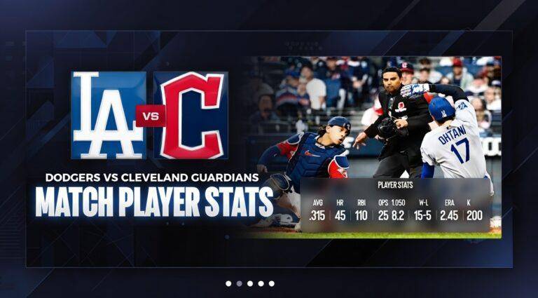 dodgers vs cleveland guardians match player stats