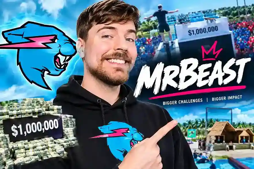 MrBeast featured in a high-energy YouTube creator themed image